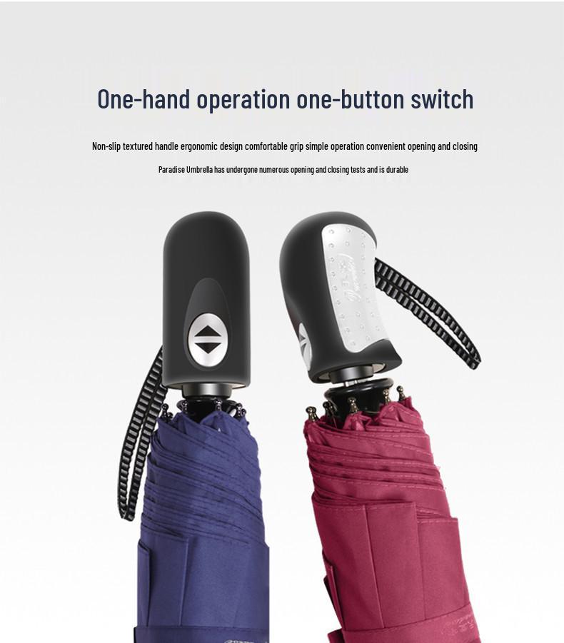 Tiān Táng 3331E Automatic Three-Fold Umbrella - Sun & Rain Protection, One-Key Open/Close, Customizable Logo