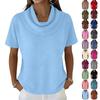Women's Casual And Fashionable Round Neck Short Sleeved Color Top Sweater