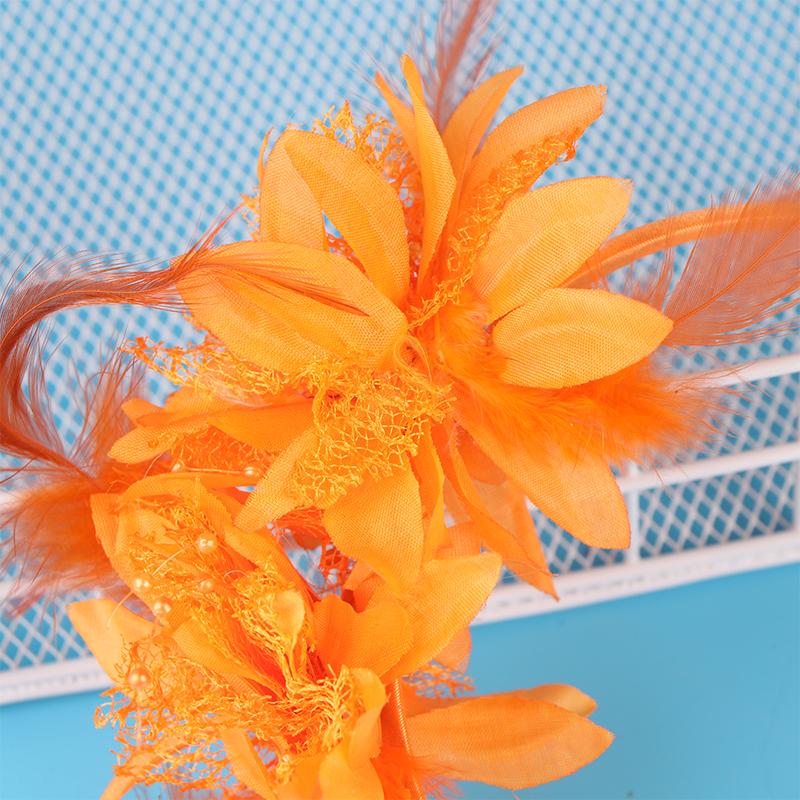 1Pcs Women Fascinator Hat Headband Flower Feather Mesh Yarn Cocktail Party Wedding Hair Accessories Head Decoration