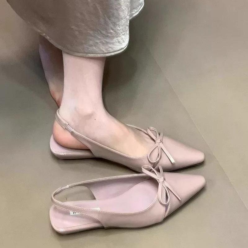 

Красивые французские сандалии с острым носком и бантом, новый нишевый дизайн, универсальные, для работы, свиданий, женская обувь 42 фиолетовый