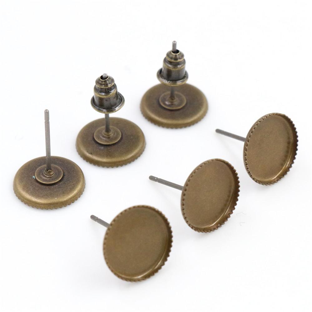 8mm And 10mm 12mm Silver Plated Bronze Plated Earring Studs,Earrings Base,Fit 8mm and 10mm 12mm Glass Cabochons,earring setting 12mm 20pcs бронзовый