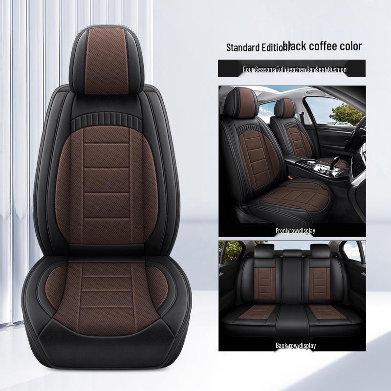 Universal Full Leather Car Seat Cushion, All-Season Coverage for SUV, Truck, Sedan PG42