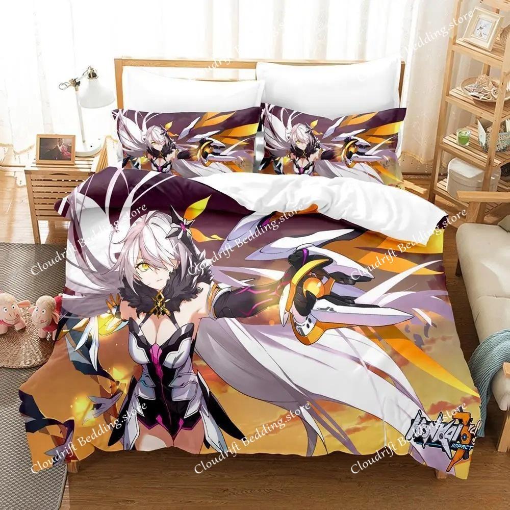 New 3d Print Anime Honkai Impact 3rd Bedding Set Cartoon Anime Set Adult Kid Bedroom Duvet Cover Sets Home Textiles