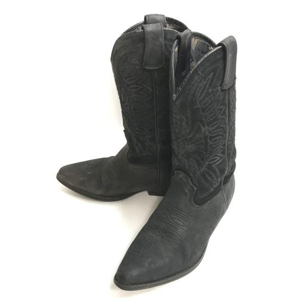 

NEVADA Leather Western Pecos Boots Black Size 21.522.5cm