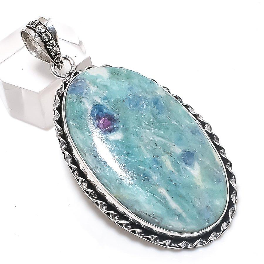 

Ruby Fuchsite Gemstone 925 Sterling Silver Jewelry Pendant 2.36