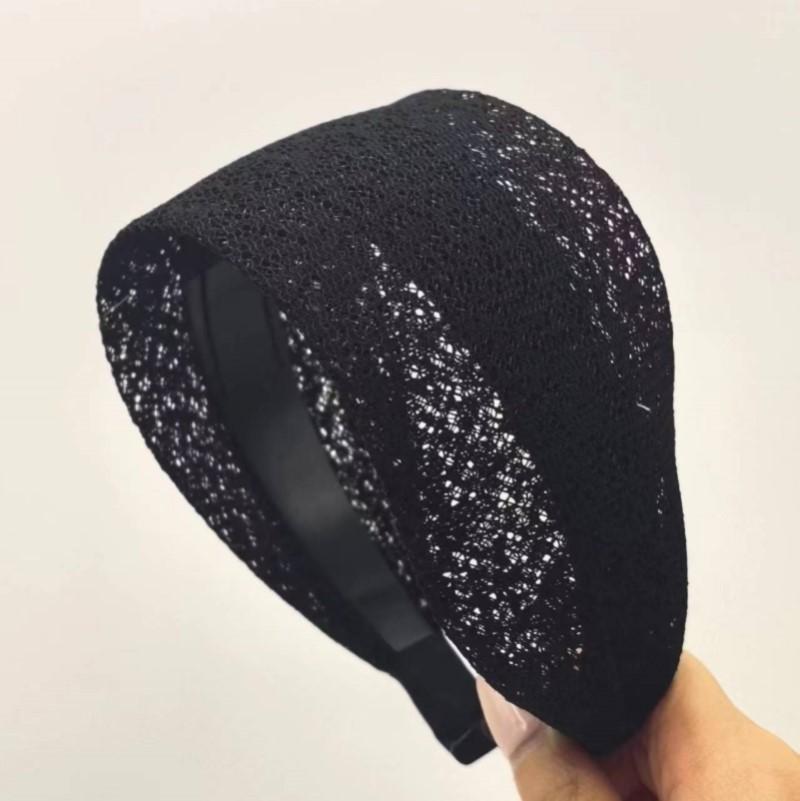 

Модная широкая кружевная повязка на голову, противоскользящая конструкция, стильная широкая вышитая кайма, женские вязаные аксессуары для волос, элегантный стиль