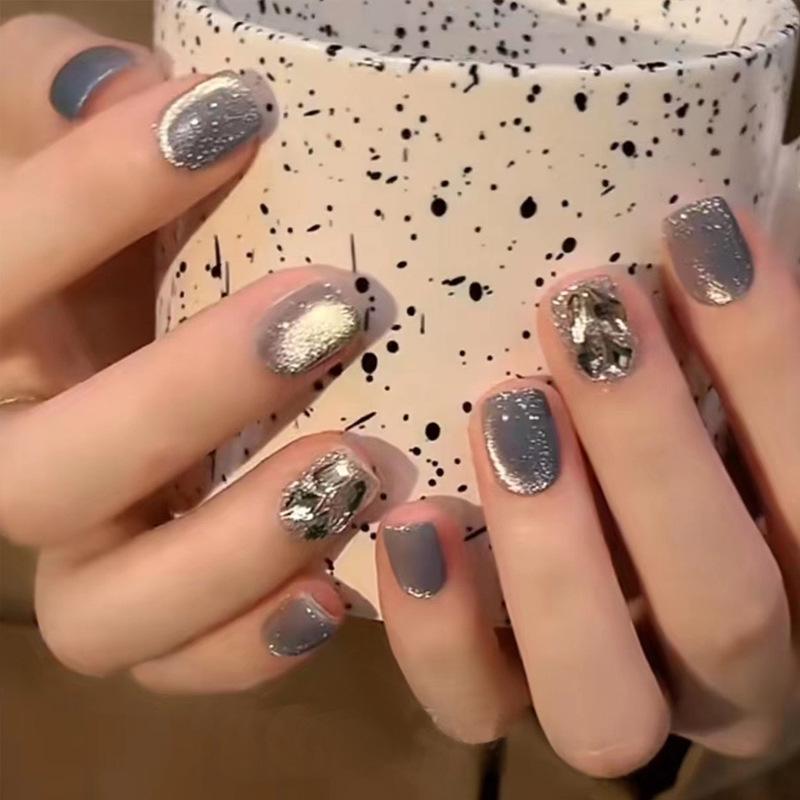 

Продвинутые синие гелевые наклейки для маникюра с дизайном «кошачий глаз» со стразами Gel Polish