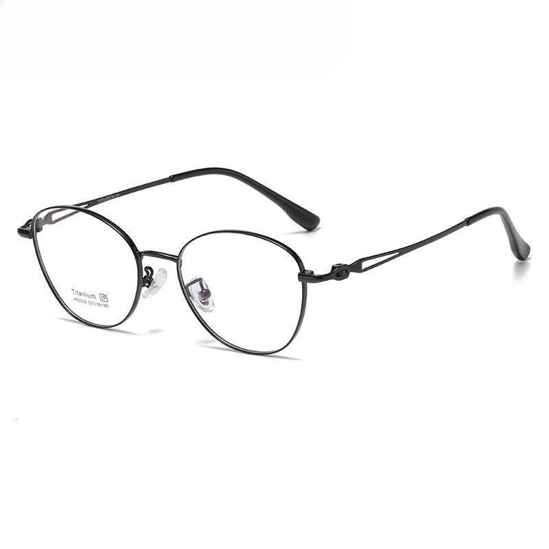 No Makeup Myopia Glasses for Women, Ultra-light Solid Color Titanium Frame Flat Glasses for Women, Can Be Equipped with High-degree Anti-blue Myopia