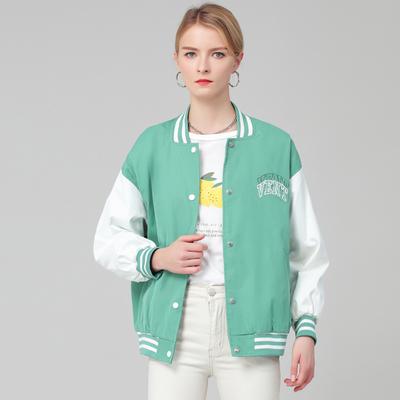Spring and Autumn Baseball Jersey Women's Sweet College Color Matching Jacket Youth Letter Jacket