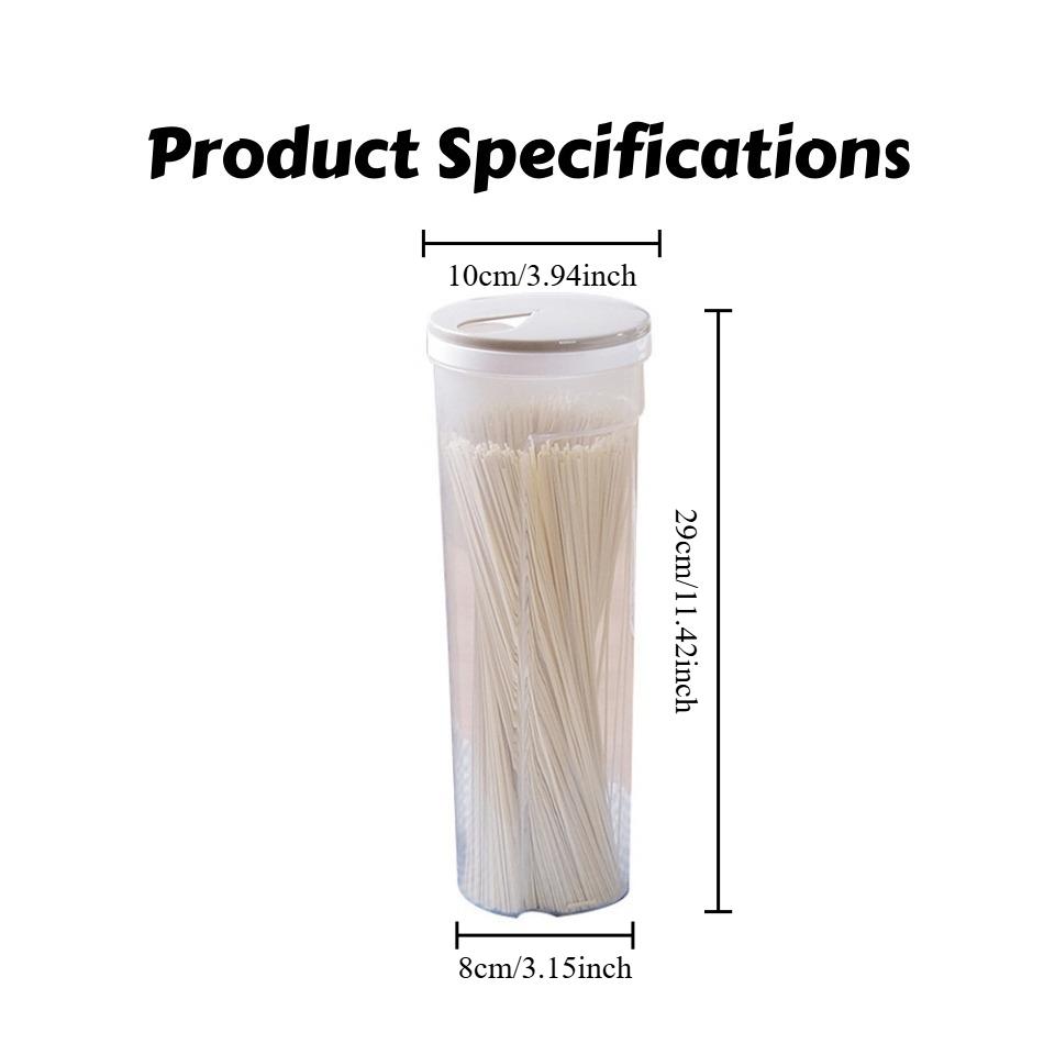 Modern Plastic Long-Noodle Storage Box with  Transparent Deep Food Container for Spaghetti Whole Grains Kitchen Canister