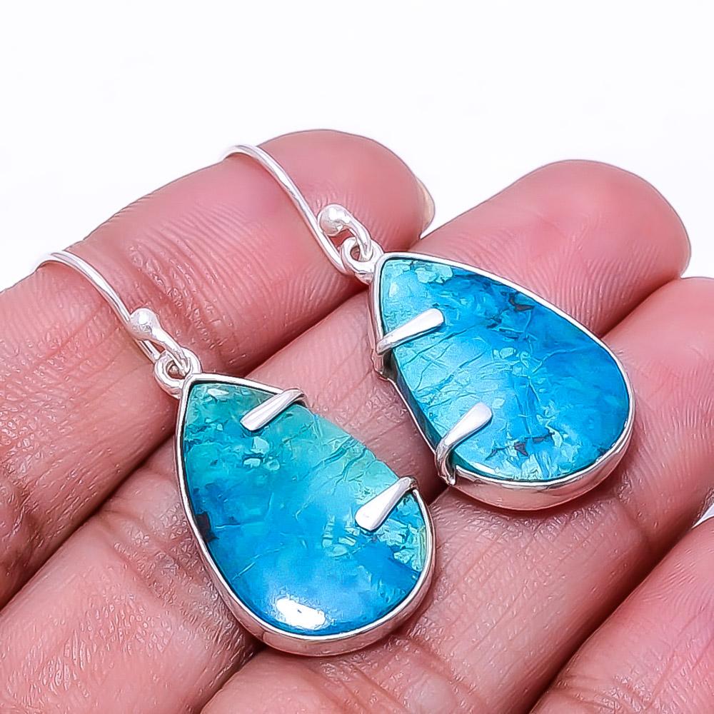 

Shattuckite -Arizona Designer Handmade 925 Sterling Silver Earring 1.56 E35