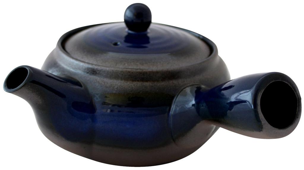 Banko ware flat teapot, size 2.0, with raw glaze, K22-26