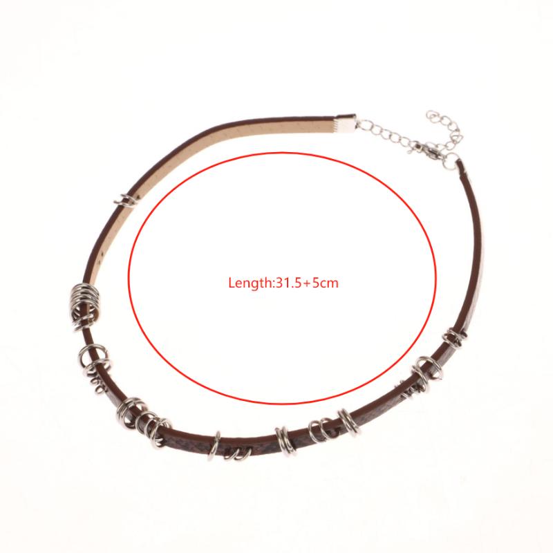 

Y2K New Punk Trendy Gothic Thorns PU Leather Collar Chain Choker Necklace For Women Men Fashion Vintage Jewelry Accessories Gift