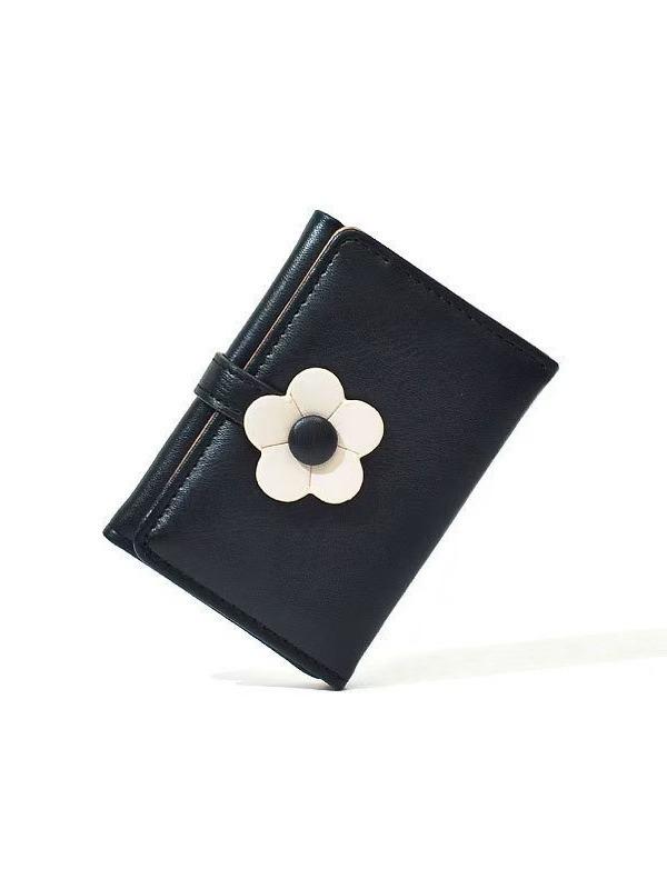 

Цветочный кошелек-трифолд 2025: Простой, Милый и Свежий Японско-Корейский Стиль 11x8.5x2.5 cm чёрный