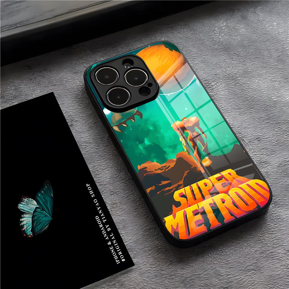 

Чехол для телефона Game Metroid для IPhone 17 Pro Max 15 Pro 16 14 Plus 12 13 Mini 11 Pro Ударопрочный стеклянный чехол iPhone17Air