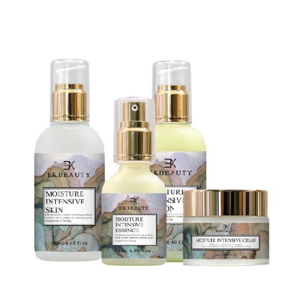 Coffret 4 pièces hautement hydratant EK Beauty Premium Cosmétiques naturels qui apaisent et améliorent la peau sèche, extrêmement sèche et tiraillée, 1 coffret