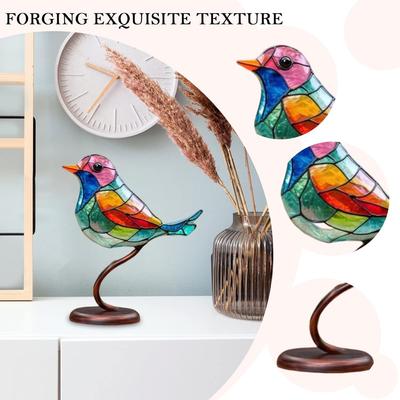 Colorful Bird Metal Desktop Ornament Home Office Flat Decorative Ornament,1 Bird