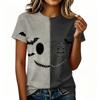 Women Casual Short Sleeve Pullover T Shirt Halloween Print Top Crew Neck Stitch Design Lightweight Soft Fabric Relaxed Fit