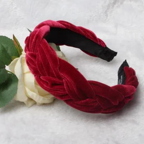 Oversized Plaited Velvet Headband For Women Ladies Wide Hairband Solid Color Braid Hair Loop Retro Twist Turban Hair Accessories