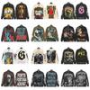 Unisex Vintage Skull Print Washed Cotton Long Sleeve Hoodie Streetwear Loose Fit