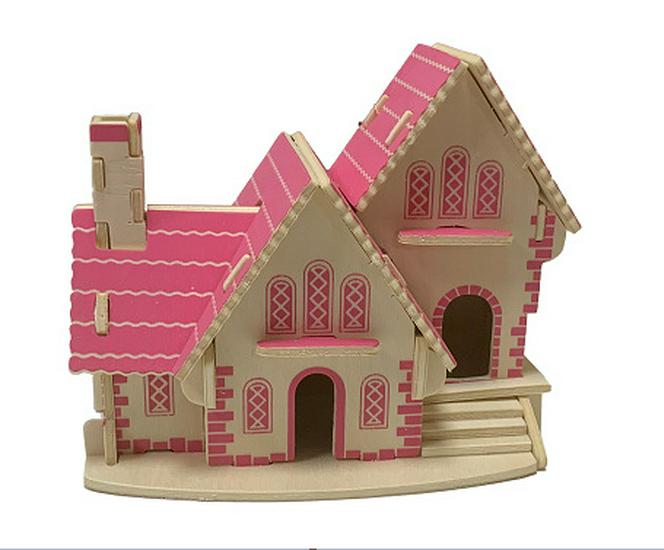 3D Wooden House Puzzle: DIY Educational Toy for Children
