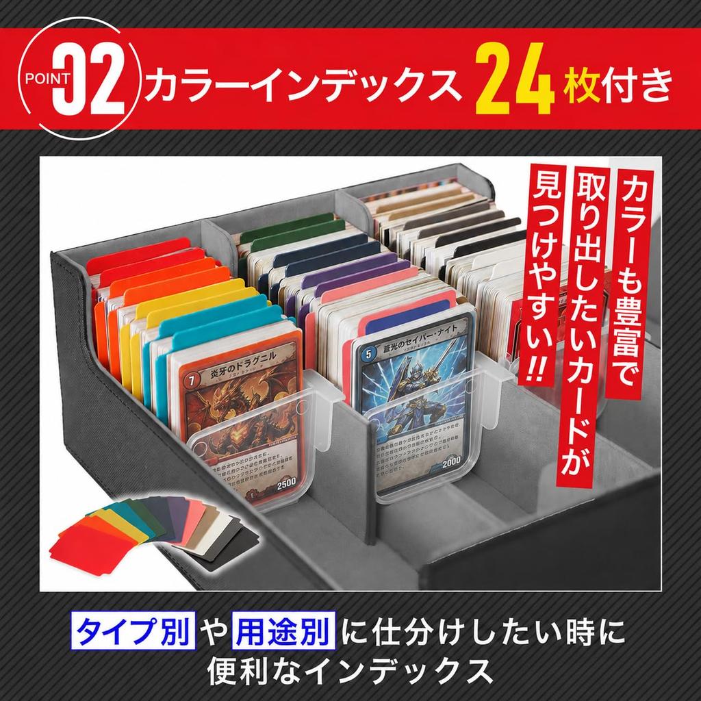 The Place B Trading Card Case Box Holds Over 2400 Includes 24 Index Cards and 6 Stand Clips [Improved Model] - Cards, (Black/Gray)