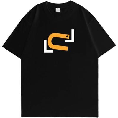 Cyber Symbol Image Printed Cotton T-Shirts, Loose Fit Anime Style, Suitable for S-4XL Black L