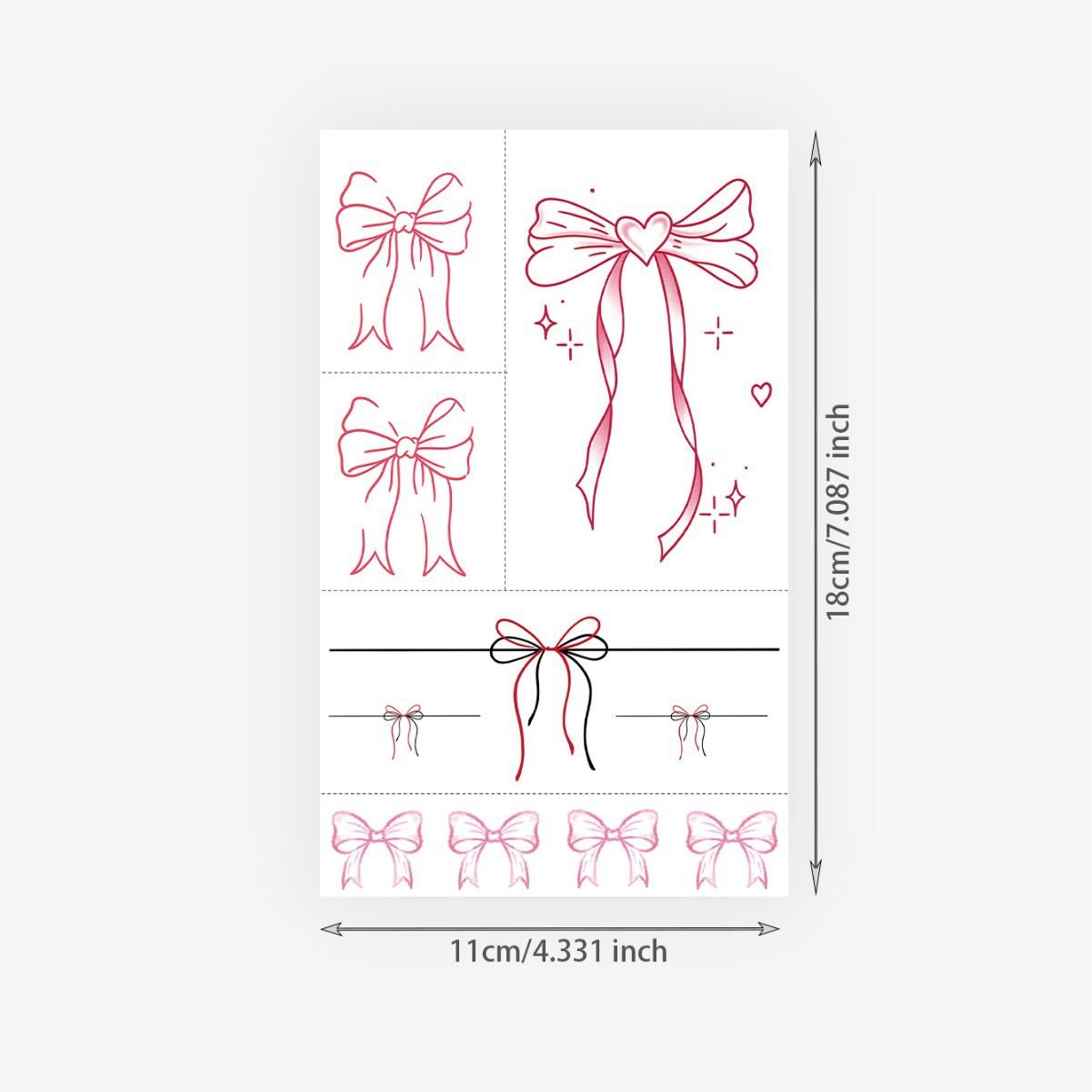 

Semi-Permanent Pink Love Bow Tattoo Sticker, Waterproof And Long-Lasting, Sweet Girl Arm Model, Simulated Tattoo Sticker. 11*18