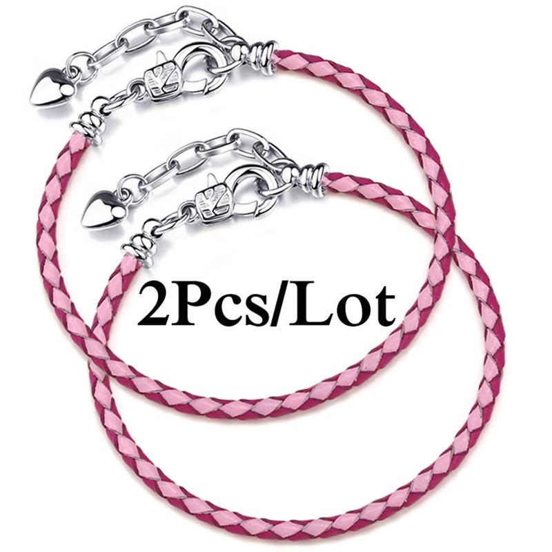 2 szt./partia Specjalna Oferta Skórzane Bransoletki Łańcuszkowe Pasują do Ręcznie Robionych Koralików Bransoletki z Charmsami Dla Par Pulsera Biżuteria Dla Kobiet Mężczyzn Hurtownia