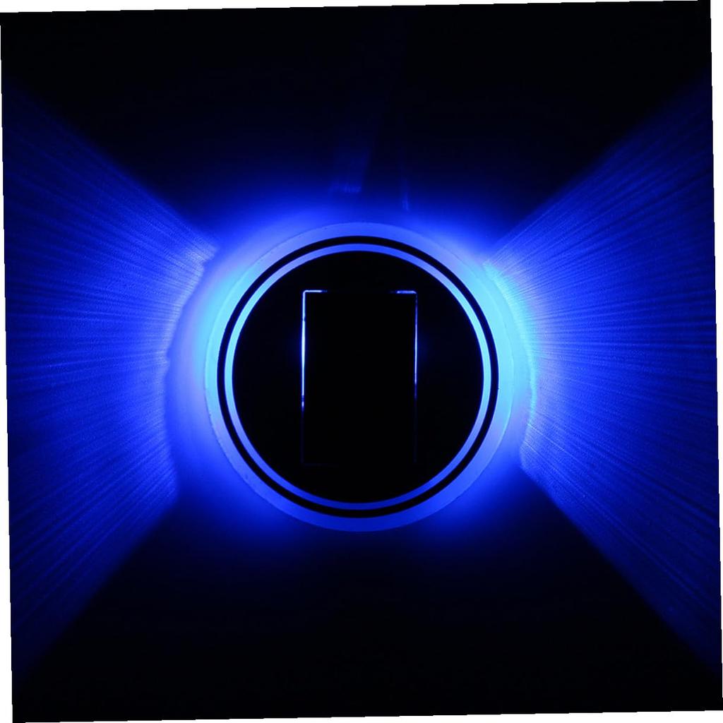 OSALADI LED Car Cup Pad with Vibration Nighttime Car Interior Compatible with Drink Holders Solar-Powered Mat, Blue, Sensor, Illumination, Decoration,