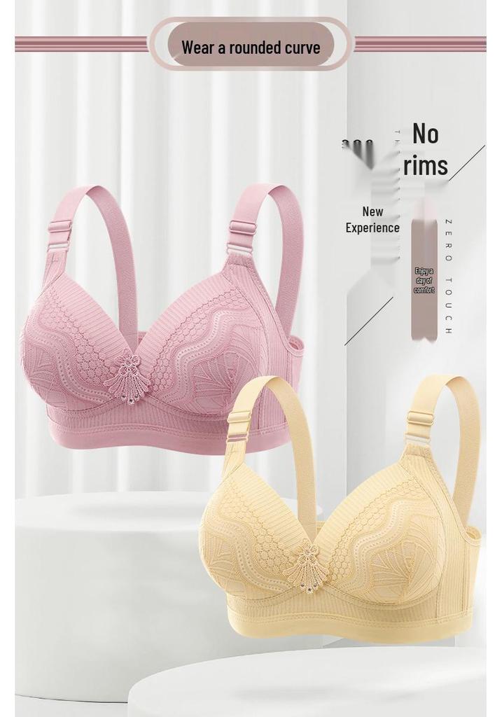 Front Closure Wireless Push-Up Bra for Middle-Aged and Elderly Women