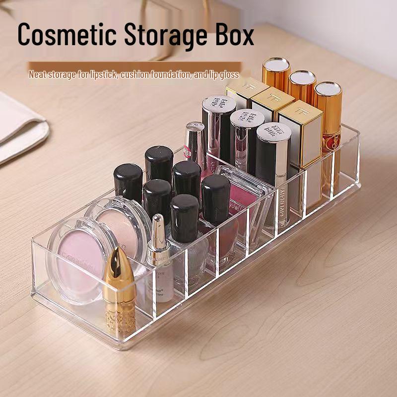 Transparent Cosmetics Organizer: Eyeshadow, Blush, Puff, and Desktop Divider