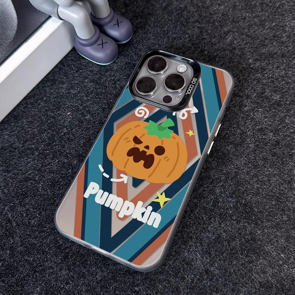 Halloween Pumpkin Ghost iPhone 17 Pro Max Case, Apple 15/16 Niche 14 Pro Large Hole