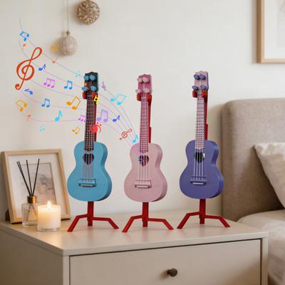 Mini Musical Instrument Model Miniature Guitar Ukulele Guzheng Toy with Stand for Dollhouse Accessories Home Decor