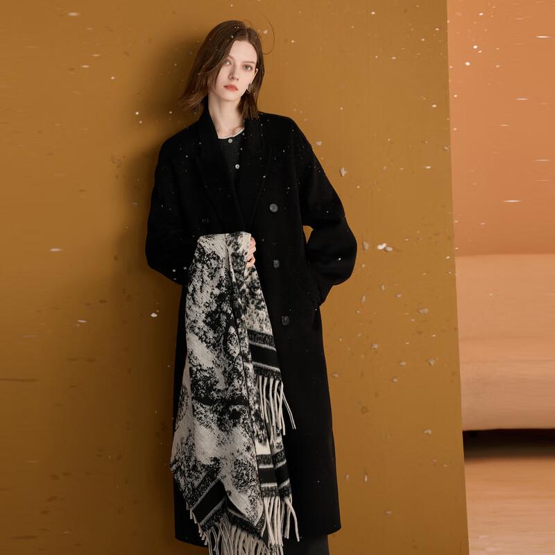 Sancai Women's 100% Wool Notched Lapel Winter Coat