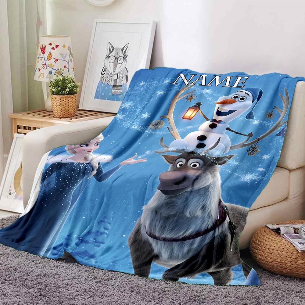 Customiz Name Personality Elsa Frozen Blanket Soft &Warm Sofa Office Bed Travel Lunch Break Blanket, Gift Suitable All Seasons