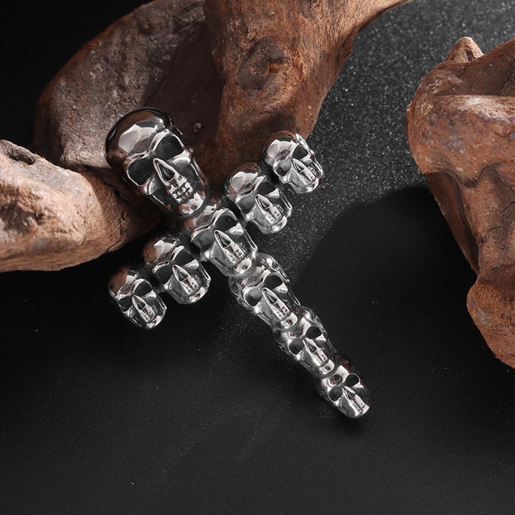 Vintage Skull Cross Pendant Necklace Gothic Jewelry With Adjustable Chain Unique Skull Jewelry Gift For Men And Women