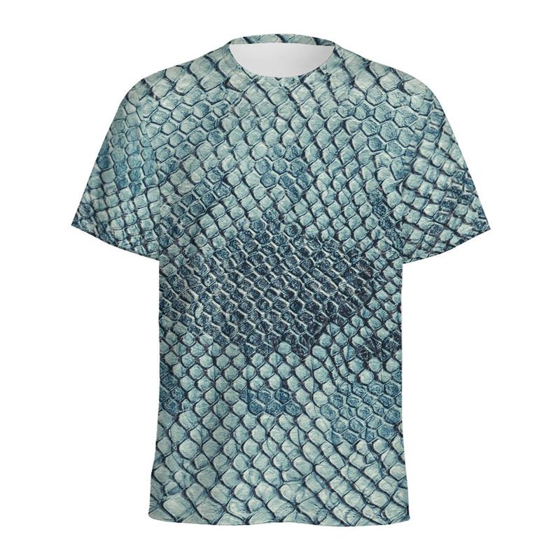 Fashion Snake Scales Pattern T-shirt For Men 3D Printed Animal Skins Graphic Round Neck Tee Shirt