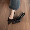 French Stiletto High Heels Bag Head Sandals Women's Shoes 2025 Summer Temperament Socialite Bow Pointed Single Shoes