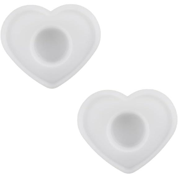 2 Pcs Heart Shaped Candle Holders Epoxy Mold DIY Candlestick Resin Casting Silicone Tealight Mold for Trinket Container Art Craft Making Home Decor,