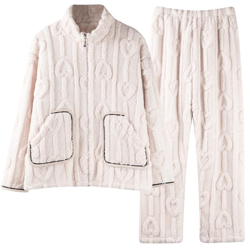 Pajamas Women'S Winter Coral Fleece Women'S Fleece Thickened Warm Autumn And Winter Women'S Flannel Winter Loungewear Set