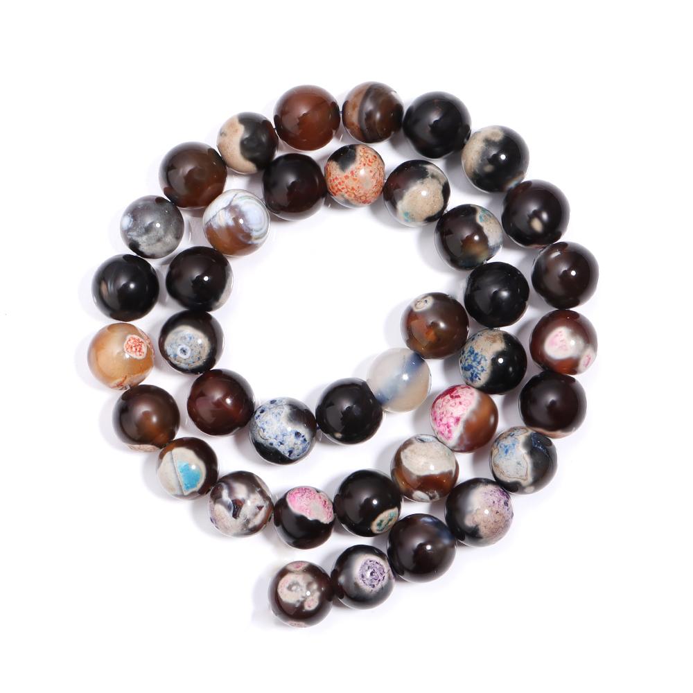 6/8/10mm Two Color Fire Agate Natural Stone Beads Orange Round Loose Beads For Jewelry Making DIY Necklace Bracelets Accessories