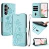 Étui Portefeuille en Cuir à Fleurs en Relief 3D avec Support Livre Pour iPhone 17 16 15 Pro Max Samsung S25 Xiaomi Redmi Note 14 Honor Oppo Fentes pour Cartes Rabat