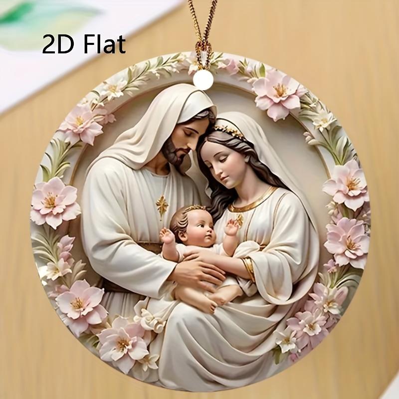 

2pcs in Stock American Country Resurrection Decorat Round Wall 2D Acrylic Pendant Jesus Birth Logo Hanging Holiday Decorations