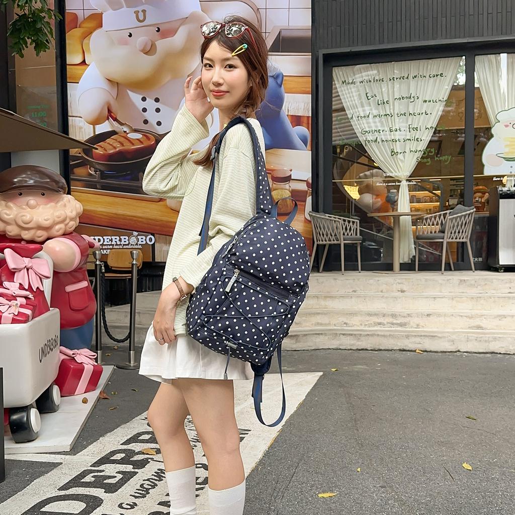 Schoolbag New Japanese Casual Girl Polka Dot School Bag Elementary School Student Soft Sister Backpack Lightweight School Backpack