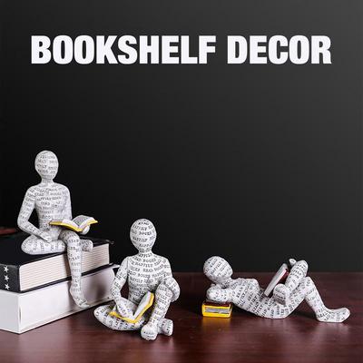 Läsandes Staty Man Läser Bok Staty Harts Estetisk Abstrakt Moderna Skulpturer för Sidobord Bordsyta Biblioteksaccessoarer