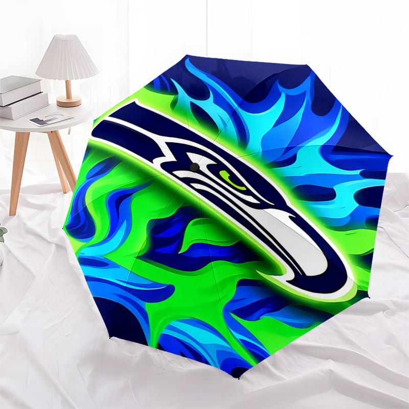 

Seattle Seahawks Flame Design Automatic Opening/Closing Umbrella - Portable 3-Fold Design with 8-Bone Iron Frame, Gift for Fans and Traveler