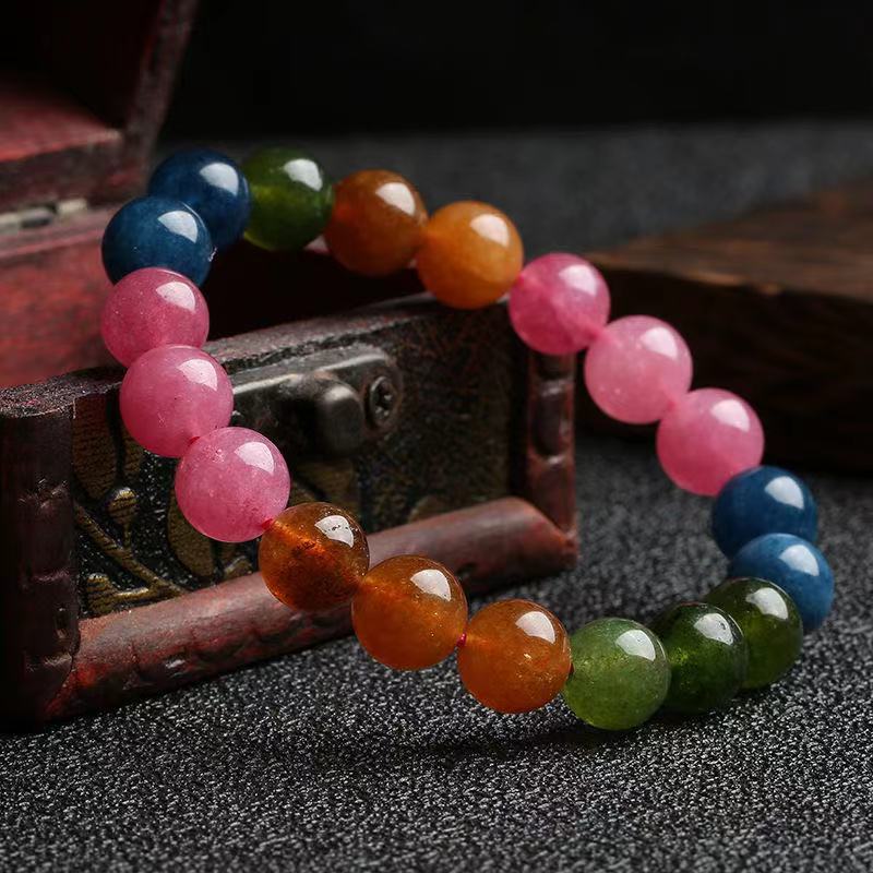 Fashion rainbow tourmaline chalcedony bracelet, candy color gradual change bracelet, women s model Tourmaline chalcedony bracelet