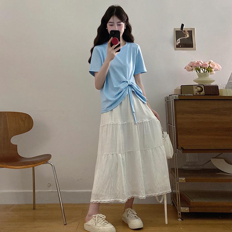 Summer 2026 Bowknot Top & Flattering Skirt Two-Piece Set M
