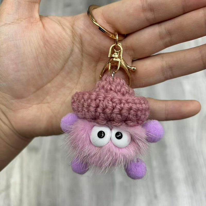 Mink Fur Soot Sprite Plush Keychain for Couples